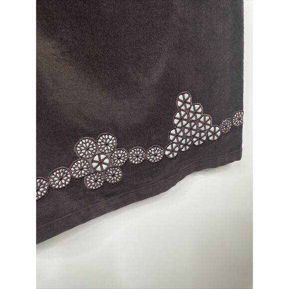 Anthropologie Odille Women Flare Skirt Brown Suede Cut Out‎ Detail Size 6 Preppy - Picture 9 of 13